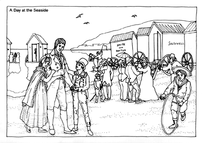 A day at the seaside from Georgian history colouring book